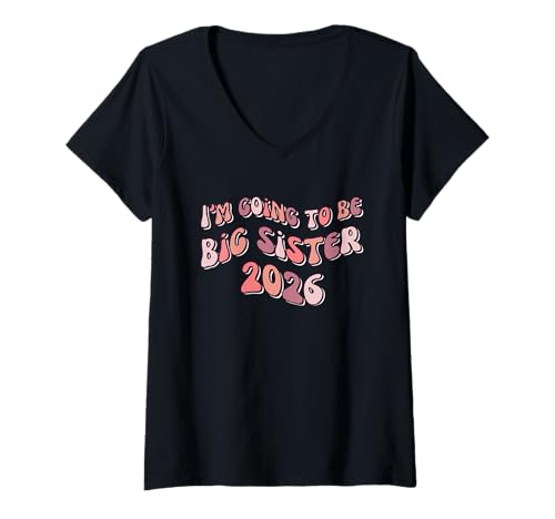 Damen Große Schwester Süßes Geschwister 2026 T-Shirt mit V-Ausschnitt Damen Große Schwester Süßes Geschwister 2026 T-Shirt mit V-Ausschnitt von Geschwister Tiere Große Geschwister