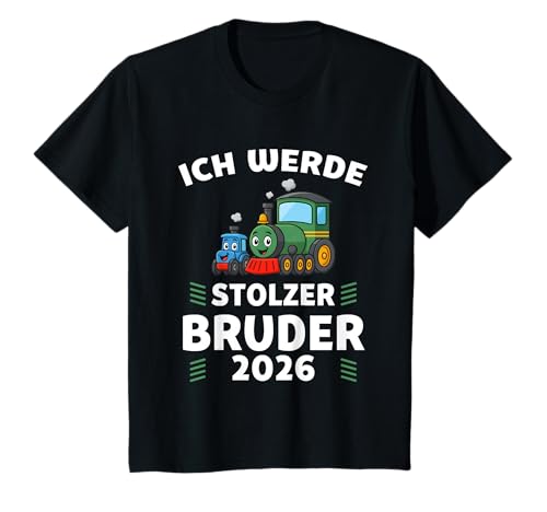 Kinder Ich werde stolzer Bruder 2026 Zug Design T-Shirt von Geschwister Überraschung Baby 2026