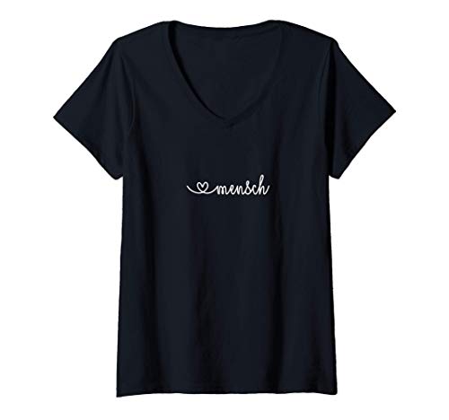 Damen Herzmensch Herzensmensch Lieblingsfreund BFF Spruch T-Shirt mit V-Ausschnitt von Geschwisterliebe, Freunde, Freundschaft, Partner
