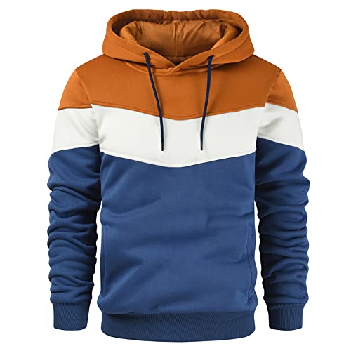 Gesean Herren Langarm Pullover Blend Fleece Hoodie mit Kanga Tasche - Orange - XX-Large von Gesean