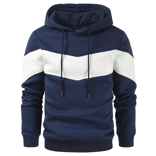 Gesean Herren Langarm Pullover Blend Fleece Hoodie mit Kanga Tasche - Rot - Large von Gesean