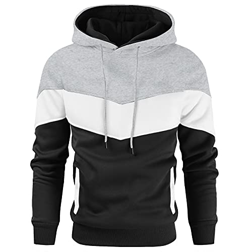 Gesean Herren Langarm Pullover Blend Fleece Hoodie mit Kanga Tasche - Schwarz - Small von Gesean