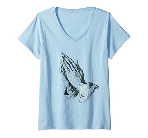 Damen Gesegnete betende Hände Christian gesegnetes Geschenk T-Shirt mit V-Ausschnitt von Gesegnete betende Hände