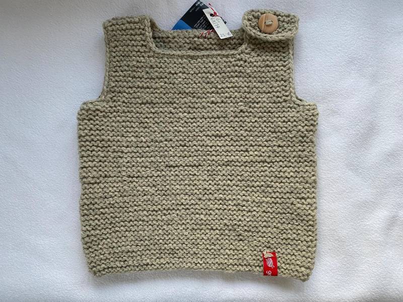 Babypullunder Gr.68/74 Aus Einem Weichen Wollgemisch in Beigemelange Kraus Rechts Handgestrickt von Gestricktes