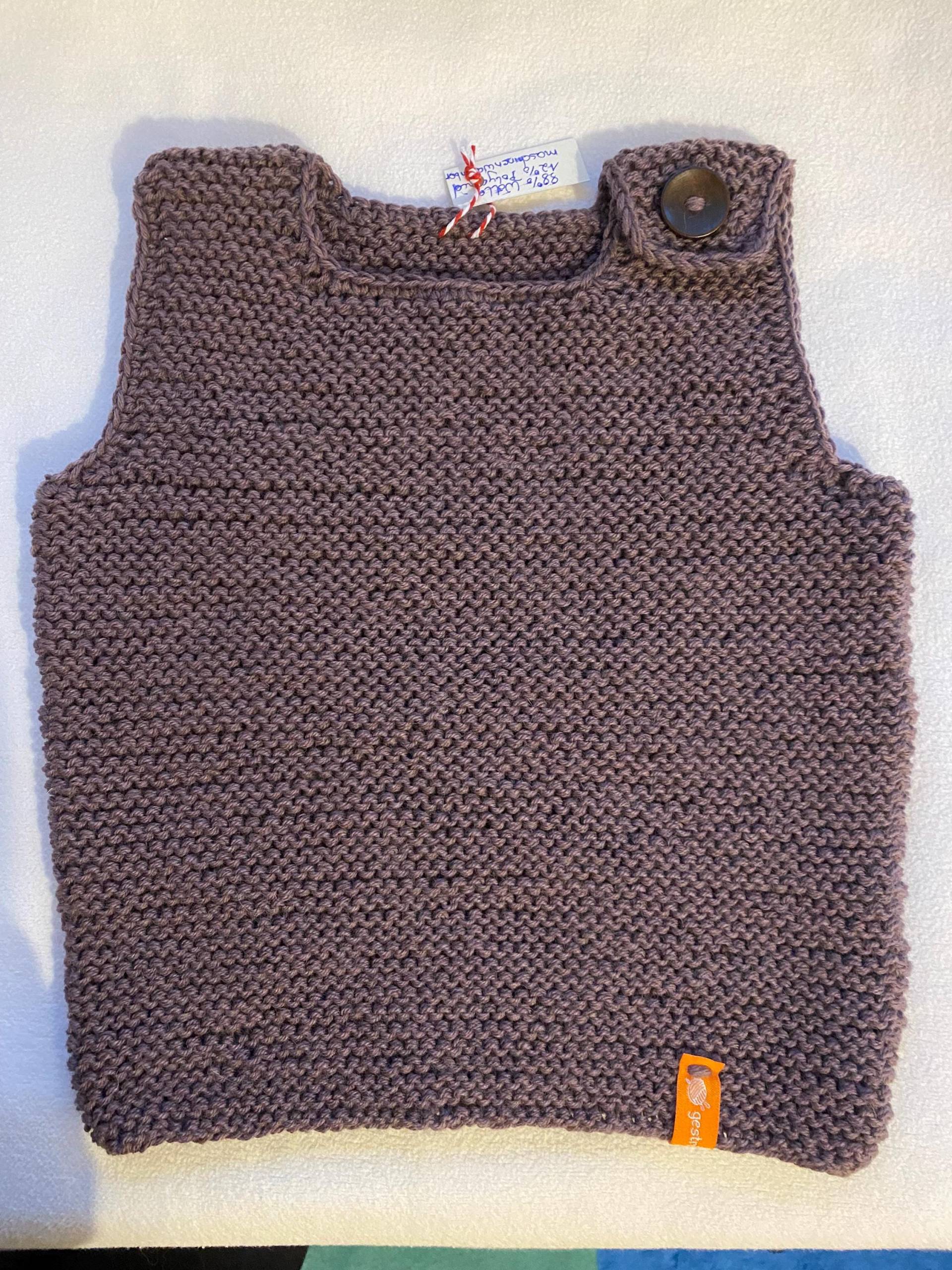 Gr. 92/98 Pullunder in Mauve Aus Strapazierfähiger Wolle Kraus Rechts Handgestrickt von Gestricktes