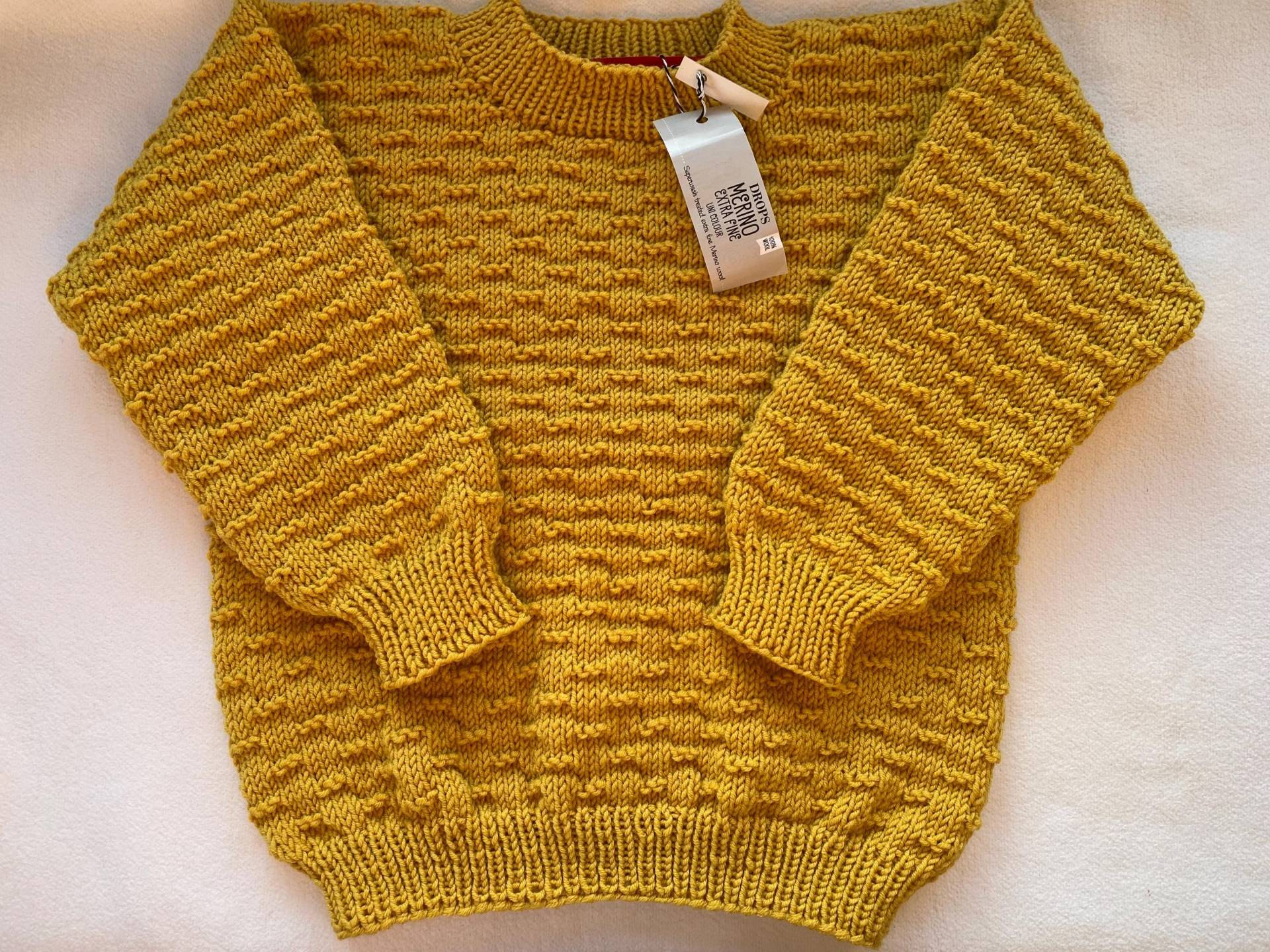 Kinderpullover Gr. 110/116 in Senfgelb Aus Reiner Merinowolle Im Strukturmuster Handgestrickt Kinderpullover Gr. 110/116 in Senfgelb Aus Reiner Merinowolle Im Strukturmuster Handgestrickt von Gestricktes