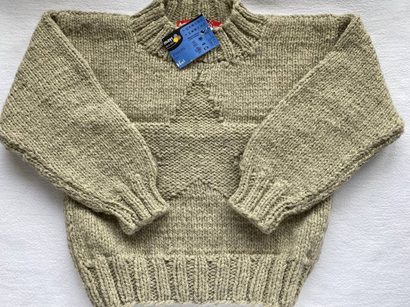 Kinderstrickpullover Gr.92/98 in Beigemelange Aus Kuschelig Weicher Wolle Mit Handgestrickt von Gestricktes