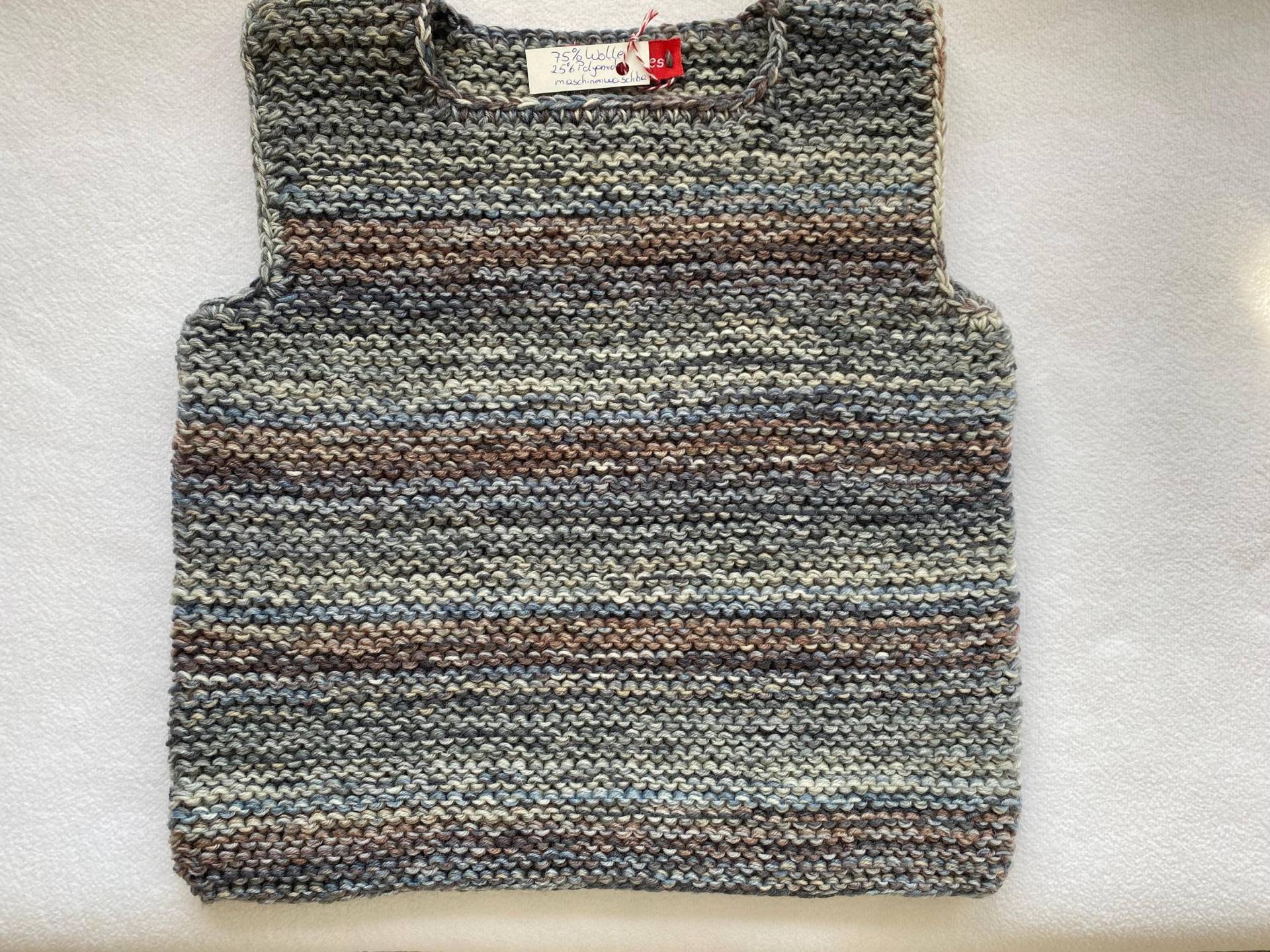 Pullunder Gr. 92/98 in Graubraun Aus Strapazierfähiger Wolle Kraus Rechts Handgestrickt von Gestricktes