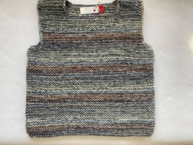 Pullunder Gr. 92/98 in Graubraun Aus Strapazierfähiger Wolle Kraus Rechts Handgestrickt von Gestricktes