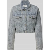 Gestuz Cropped Jeansjacke mit Allover-Muster Modell 'Nila' in Hellblau, Größe 38 von Gestuz