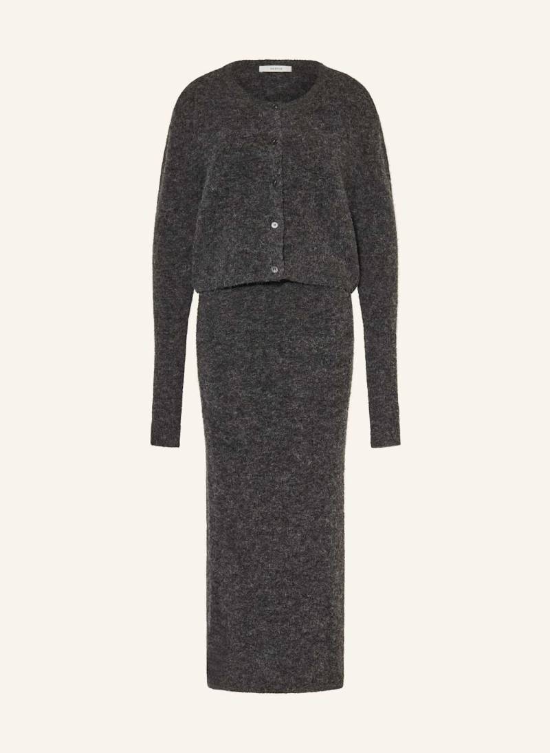 Gestuz Set Gzalpha: Strickkleid Und Strickjacke Mit Alpaka grau von Gestuz