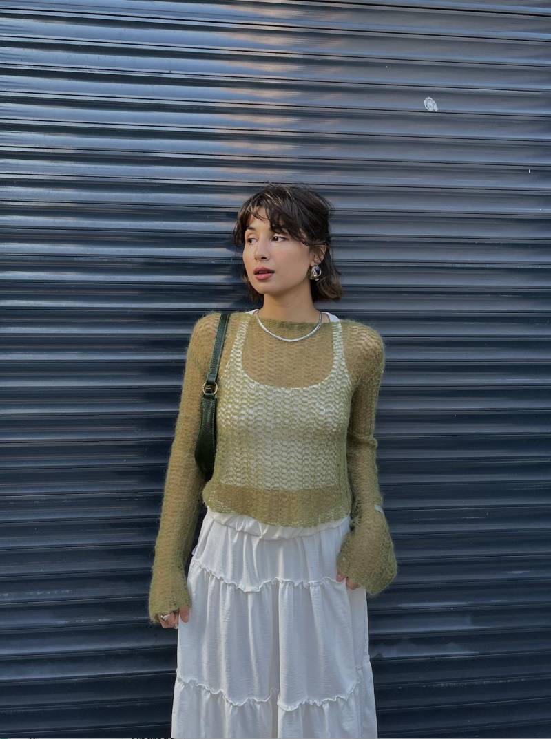 Handgefertigter Häkelmohairpullover Sheer Boho Festival Bluse von GesuStore