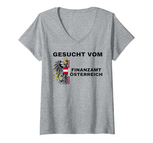 Damen Gesucht Vom Finanzamt Österreich T-Shirt mit V-Ausschnitt Damen Gesucht Vom Finanzamt Österreich T-Shirt mit V-Ausschnitt von Gesucht Vom Österreichischen Finanzamt
