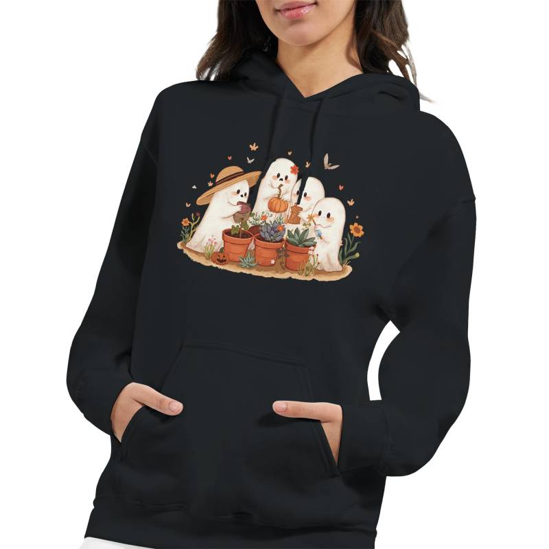 Cute Ghost Garden Hoodie - Cozy Halloween Sweatshirt Für Pflanzen- & Geisterliebhaber, Herbst Garten Design, Unisex Oversized von GesundausderErde