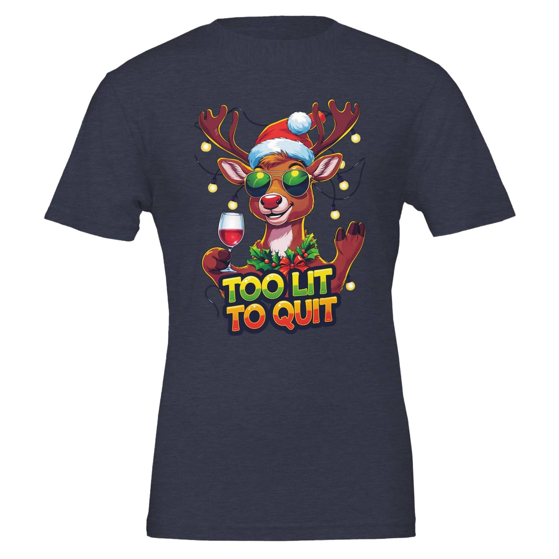 Funny Christmas Reindeer T-Shirt - The Litmas Edition | Too Lit To Quit Shirt Holiday Humor Merch Xmas Gift For Men & Women von GesundausderErde