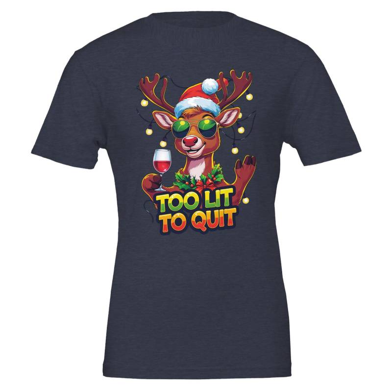 Funny Christmas Reindeer T-Shirt - The Litmas Edition | Too Lit To Quit Shirt Holiday Humor Merch Xmas Gift For Men & Women von GesundausderErde