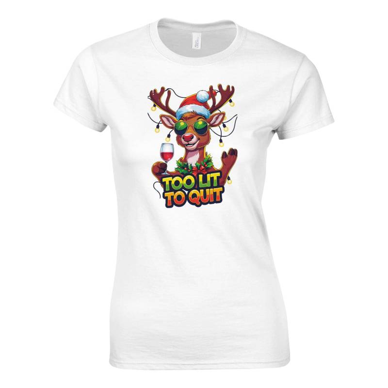 Funny Christmas Reindeer T-Shirt - The Litmas Edition | Too Lit To Quit Shirt Holiday Humor Merch Xmas Gift For Men & Women von GesundausderErde