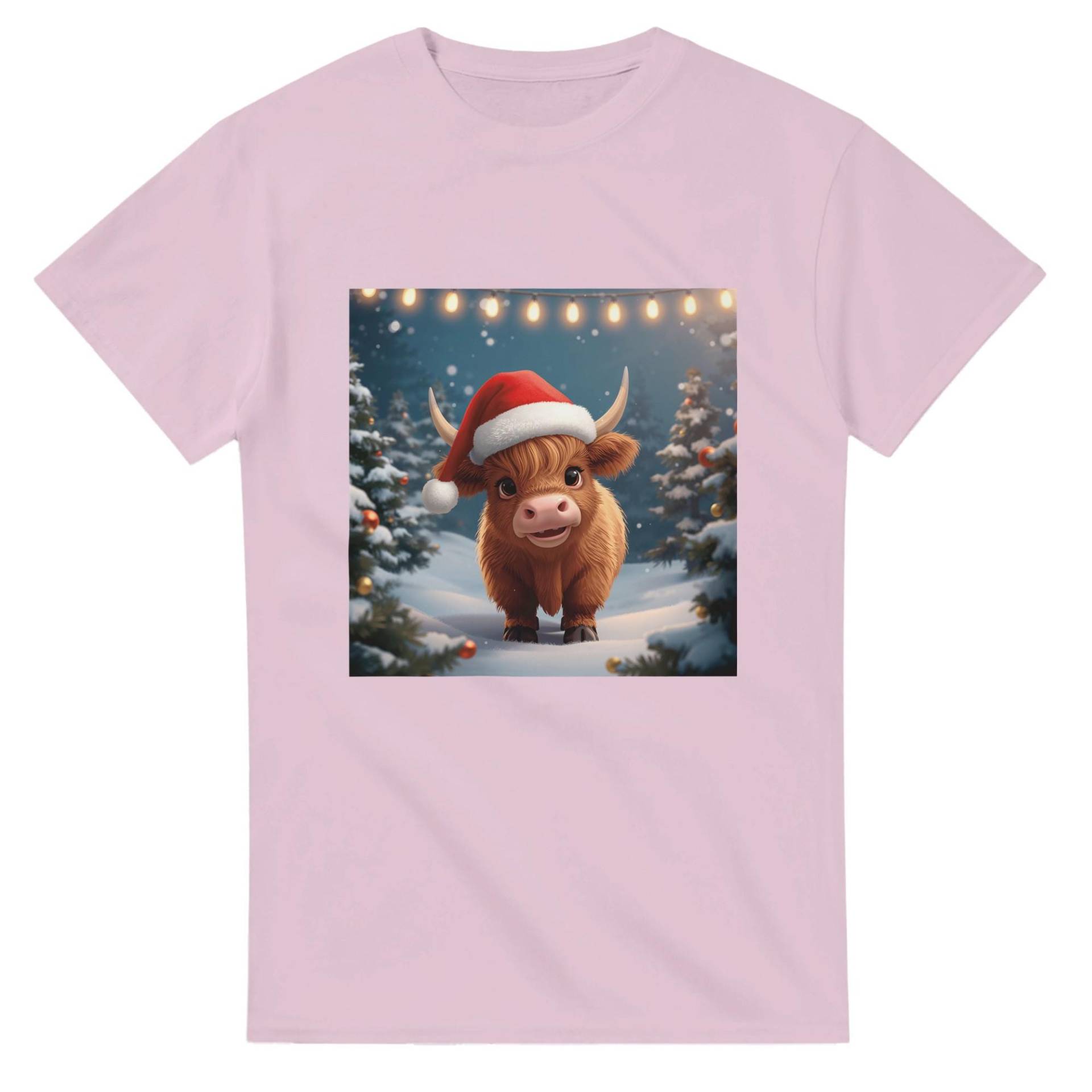 Highland Rind Weihnachts T-Shirt - Lustiges Unisex Shirt Mit Kuh Motiv & Weihnachtsmütze | Geschenk Für Tierliebhaber von GesundausderErde