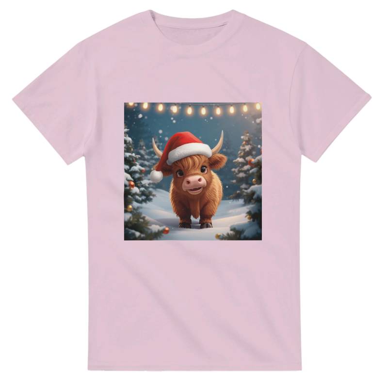 Highland Rind Weihnachts T-Shirt - Lustiges Unisex Shirt Mit Kuh Motiv & Weihnachtsmütze | Geschenk Für Tierliebhaber von GesundausderErde
