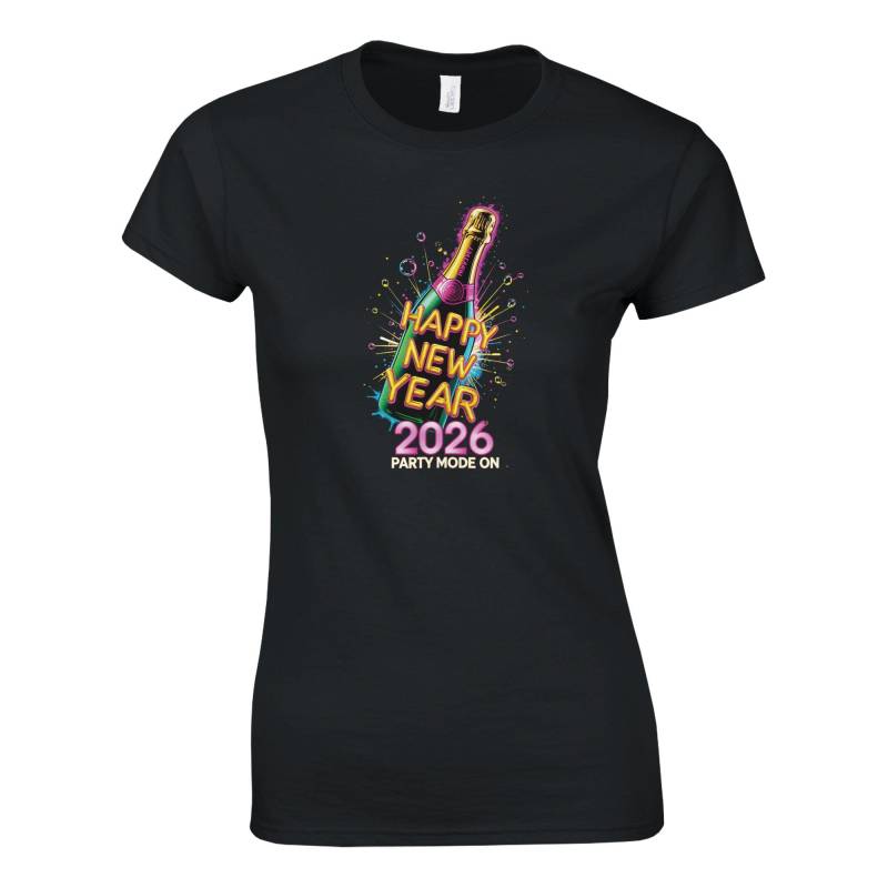 Neon Champagne Splash - Party Mode 2026 Classic Womens Crewneck T-Shirt von GesundausderErde