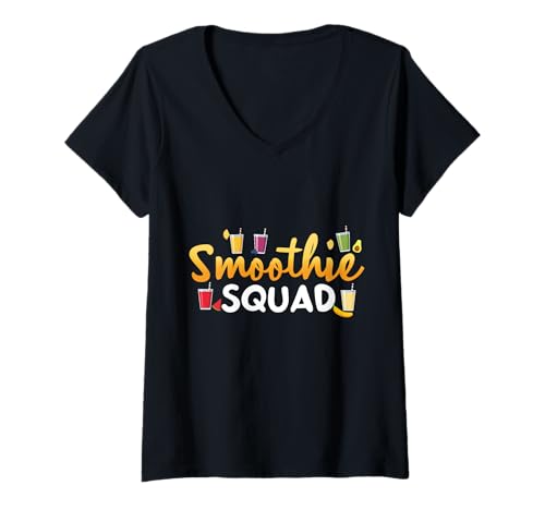 Damen Frucht Cocktail Mixen Früchtemix Vitamine Smoothie Squad T-Shirt mit V-Ausschnitt von Gesunde Ernährung Smoothie Motiv