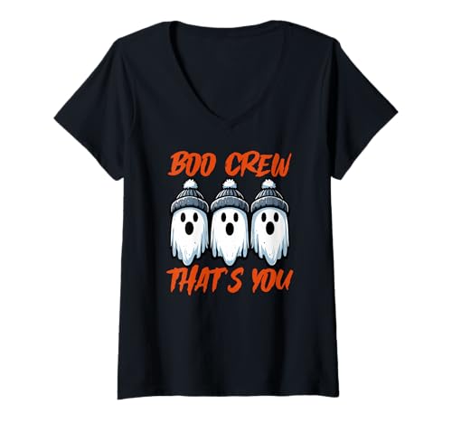 Damen Boo Crew Das Ist Du Lustig Süße Halloween -Geister T-Shirt mit V-Ausschnitt Damen Boo Crew Das Ist Du Lustig Süße Halloween -Geister T-Shirt mit V-Ausschnitt von Gesunde Gruselige Ghost Kawaii Halloween Liebe
