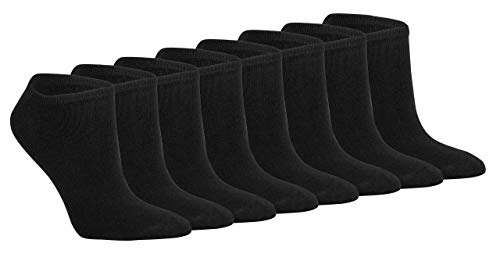 Gesundheitsstrumpf 8 Paar 100% Baumwolle Sneaker Socken Füsslinge ohne Naht Schwarz bis Größe 58 (35-38) von Gesundheitsstrumpf