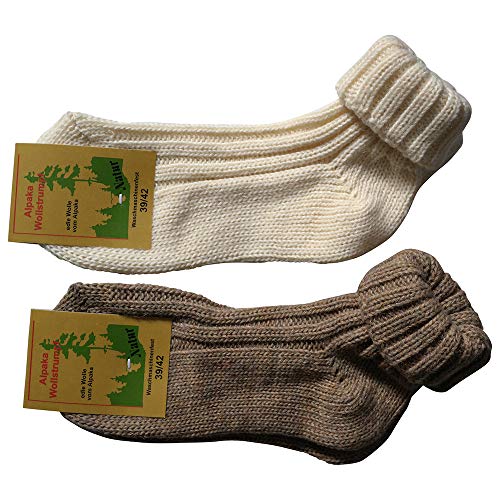 Gesundheitsstrumpf 2 Paar Sehr Warme weiche Umschlag Socken mit Alpaka Wolle Bettsocken (35-38, Natur-Mix) von Gesundheitsstrumpf