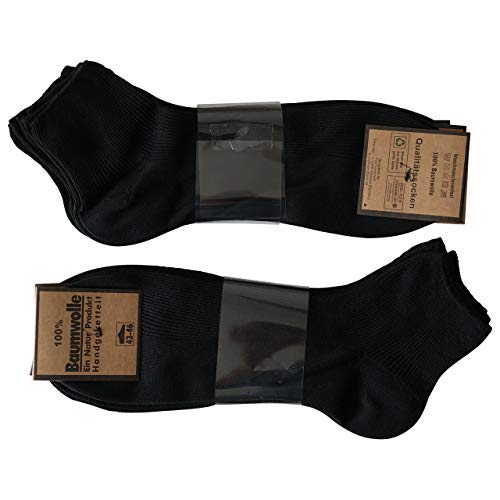 Gesundheitsstrumpf 6 Paar Natur Kurzschaft Socken Sneaker Socken Schwarz 100%Baumwolle ohne Gummizug von Gesundheitsstrumpf