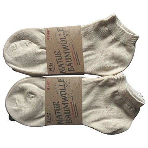 Gesundheitsstrumpf 8 Paar Natur 100% Baumwoll-Sneaker Socken Füsslinge ohne Naht Kochfest (47-50) von Gesundheitsstrumpf