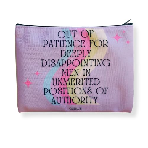 Get Bullish Kosmetiktasche oder Federmäppchen aus Segeltuch mit Reißverschluss "Out of Patience with Disappointing Men Feminist", 24,1 x 17,8 cm von Get Bullish
