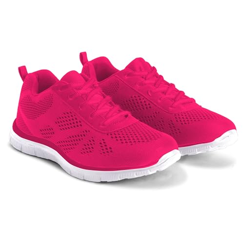 Get Fit Damen Netz Go Lauf Turnschuhe Sportlich Gehen Gym Schuhe Sport - Fuchsie - 39 von Get Fit