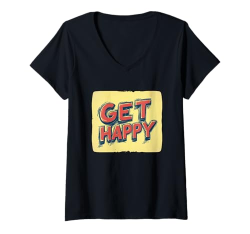 Damen Holen Sie sich Happy Speech für einen motivierenden Moment T-Shirt mit V-Ausschnitt Damen Holen Sie sich Happy Speech für einen motivierenden Moment T-Shirt mit V-Ausschnitt von Get Happy Saying