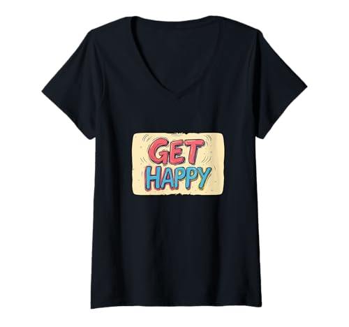 Damen Nice Get Happy Emblem Outfit für Mann und Frau T-Shirt mit V-Ausschnitt Damen Nice Get Happy Emblem Outfit für Mann und Frau T-Shirt mit V-Ausschnitt von Get Happy Saying