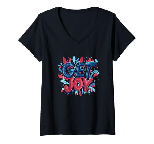 Damen Feel the Cheer with Get Joy Spruch Design Kostüm T-Shirt mit V-Ausschnitt Damen Feel the Cheer with Get Joy Spruch Design Kostüm T-Shirt mit V-Ausschnitt von Get Joy