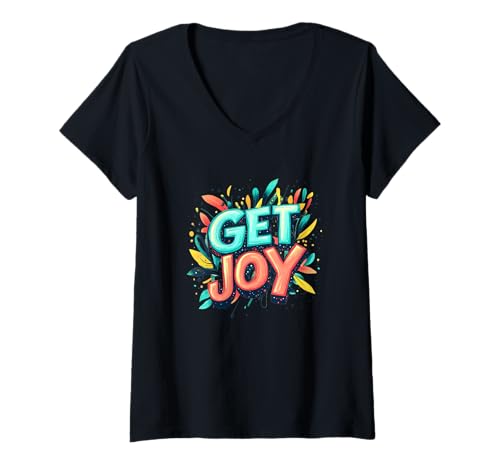Damen Pretty Get Joy Statement Emblem für Jungen und Mädchen T-Shirt mit V-Ausschnitt Damen Pretty Get Joy Statement Emblem für Jungen und Mädchen T-Shirt mit V-Ausschnitt von Get Joy