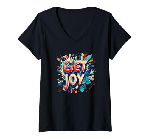 Damen Tolle Freude für eine lustige und lebendige Energie T-Shirt mit V-Ausschnitt Damen Tolle Freude für eine lustige und lebendige Energie T-Shirt mit V-Ausschnitt von Get Joy