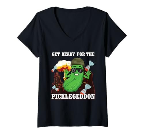 Damen Machen Sie Sich bereit für das eingelegte Gemüse eingelegte Gurken T-Shirt mit V-Ausschnitt Damen Machen Sie Sich bereit für das eingelegte Gemüse eingelegte Gurken T-Shirt mit V-Ausschnitt von Get Ready For The Picklegeddon