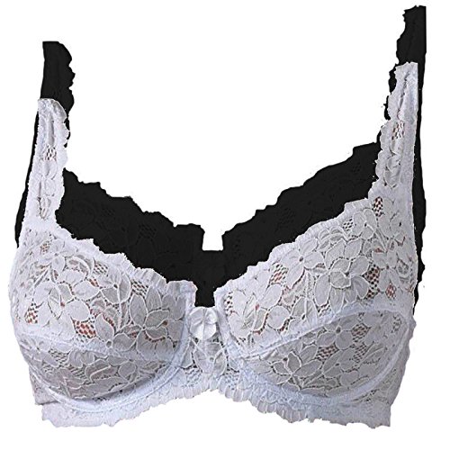 Damen Bügel Designer ungepolsterer BH Spitzen BH von Marlon schwarz oder weiß Größen 34-44 B-DD - 2er Packung schwarz & weiß, 95 C Damen Bügel Designer ungepolsterer BH Spitzen BH von Marlon schwarz oder weiß Größen 34-44 B-DD - 2er Packung schwarz & weiß, 95 C von Get The Trend