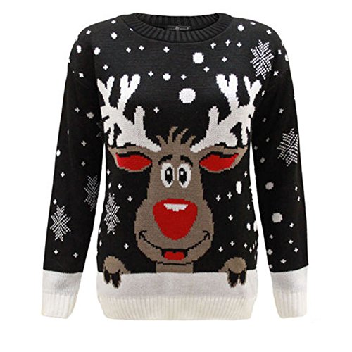 Herren Damen Strickpullover 3D Rudolph Rentier Elfe Weihnachten Pullover von Get The Trend