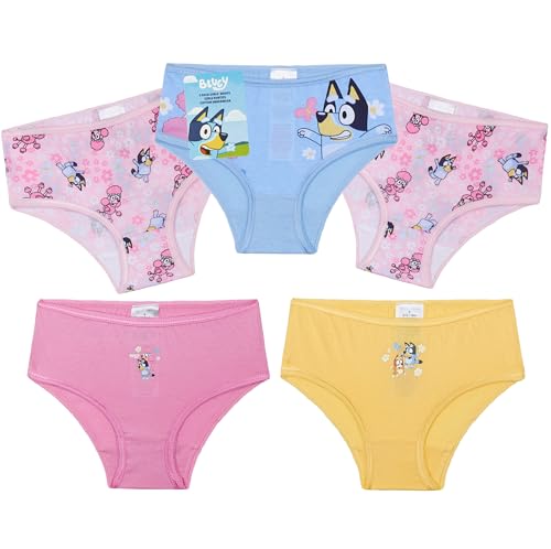 Get Trend Bluey Unterhosen Mädchen Schlüpfer 5er Pack Weiche Slips 100% Baumwolle Unterwäsche für Kinder und Kleinkinder (5-6 Jahre, Multi Bluey 5er-Pack) von Get Trend