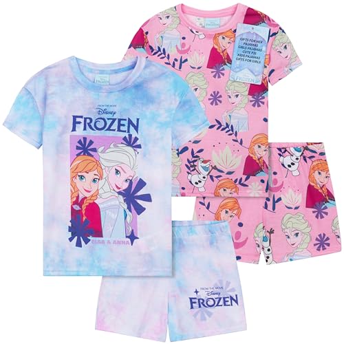 Get Trend Disney Frozen Pyjama Schlafanzug Mädchen Kurz 2er Set Schlafanzug Teenager Kurzarm Sommer Loungewear Set (2-3 Jahre, Blau Frozen) von Get Trend