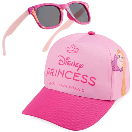 Get Trend Disney Princess Sonnenbrille Kinder Basecap Mädchen Set Sommer Kappe Sonnenbrillen UV400 Geschenke für Mädchen (Rosa Disney Princess) von Get Trend
