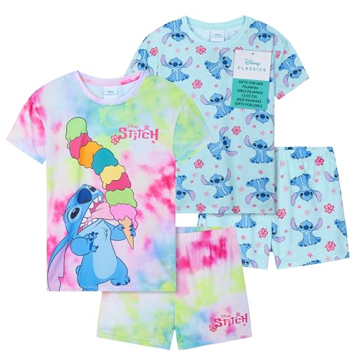 Get Trend Disney Stitch Pyjama Schlafanzug Mädchen Kurz 2er Set Schlafanzug Teenager Kurzarm Sommer Loungewear Set (11-12 Jahre, Blau Stitch) von Get Trend