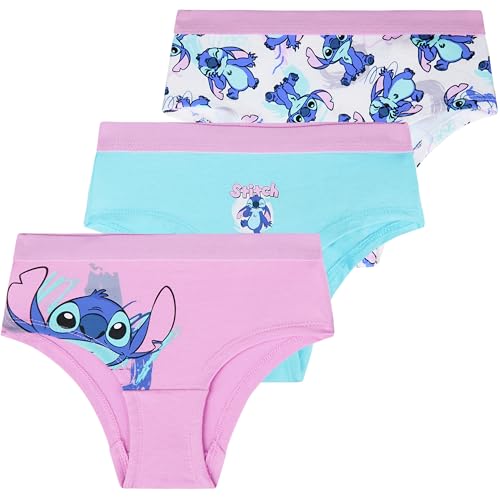 Get Trend Disney Stitch Unterhosen Mädchen Schlüpfer 3er Pack 100% Baumwolle Weiche Slips Unterwäsche für Kinder und Teens (5-6 Jahre, Multi Stitch 3er-Pack) von Get Trend