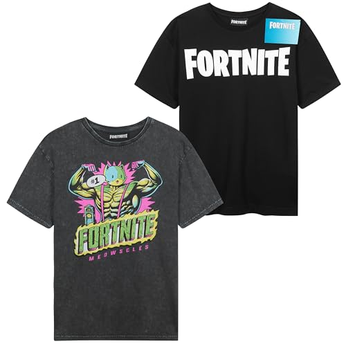 Get Trend Fortnite T-Shirts für Jungen Teenager 2er Pack Weich Tshirt Atmungsaktiv Gamer T Shirt Kinder Geschenk (15-16 Jahre, Multi Fortnite 2 Pck) von Get Trend