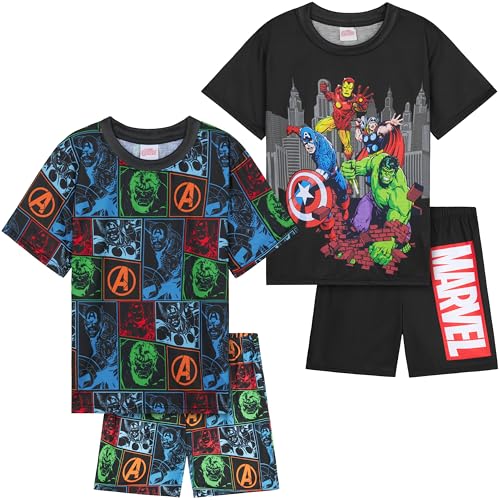 Get Trend Marvel Avengers Pyjama Jungen Schlafanzug Kinder Kurz 2er Set Weich und Bequem für den Sommer Geschenke für Jungs (5-6 Jahre, Multi Avengers 2er-Pack) von Get Trend