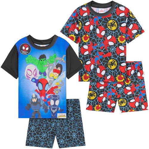 Get Trend Marvel Spidey Pyjama Jungen Schlafanzug Kinder Kurz 2er Set Weich und Bequem für den Sommer Geschenke für Jungs (7-8 Jahre, Multi Spidey 2er-Pack) von Get Trend