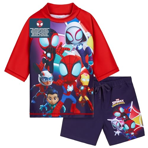 Get Trend Marvel Spidey Schwimmanzug Kinder Badeanzug mit Badehose Jungen und Schwimmshirt Strand Urlaub Schwimmen (3-4 Jahre, Marineblau Spidey) von Get Trend