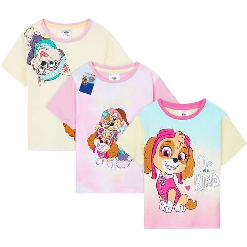 Get Trend Paw Patrol T-Shirt Mädchen 3er Pack Skye und Everest T Shirts Kinder und Kleinkinder für Schule Sport Sommer (5-6 Jahre, Multi Paw Patrol) von Get Trend